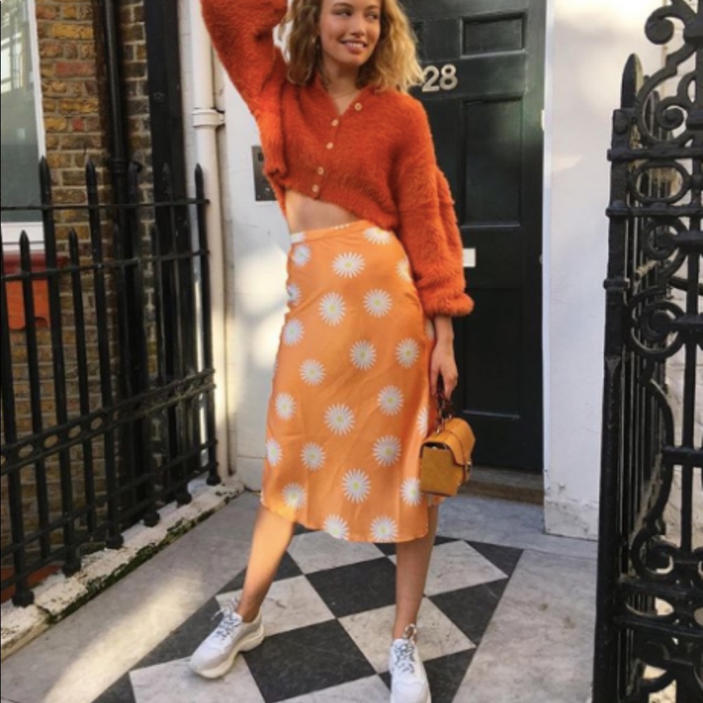 Free People midi satin skirt size S